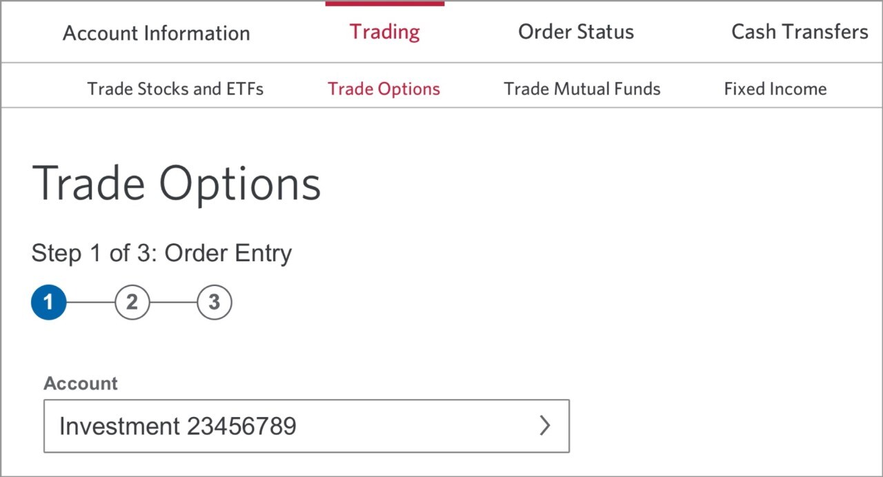 The Trade Options page under the Trading tab.