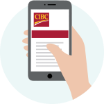 Un téléphone mobile affichant l’Application Gestion mobile des avoirs C I B C