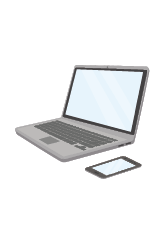 Laptop computer and mobile device.