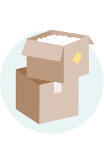 Boxes filled with paper.
