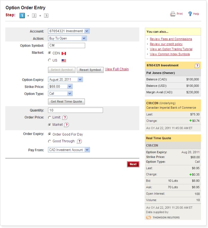 Cibc option trading fee