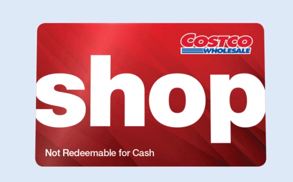 A Costco Shop Card slightly swiveling.